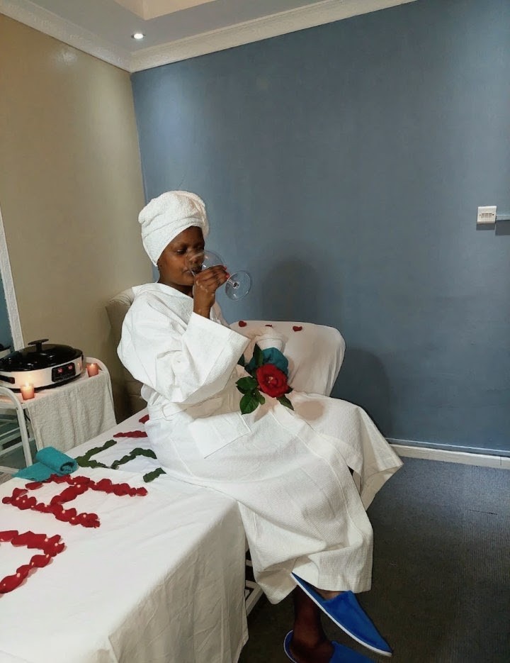 Spa guest in robe at Sasyl